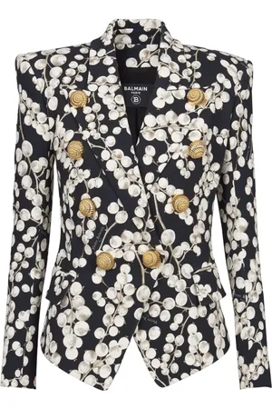 Balmain Jacka, Dam, S, Grafiskt Tryck Dubbelknäppt Svart Jacka