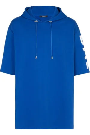 Balmain Sweatshirts & Hoodies, Herr, XL, Bomull, Oversized hoodie i bomull med logotryck