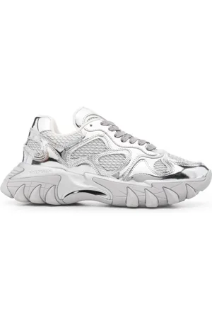 Balmain Skor, Herr, 41 EU, Läder, Metallic Panelled Mesh Sneakers