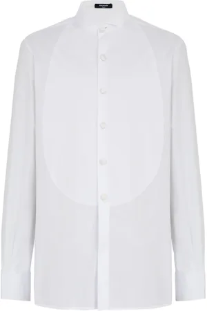 Balmain Skjorta, Herr, M, Bomull, Vingkrage Plastron Skjorta
