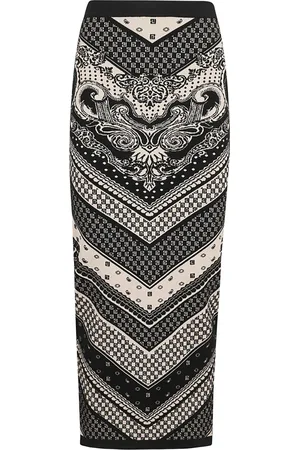 Balmain Kjol, Dam, M, Paisley Monogram Stickad Midi Kjol