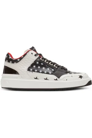 Balmain Skor, Herr, 40 EU, Läder, B-Court Mid Top sneakers i läder med stjärntryck