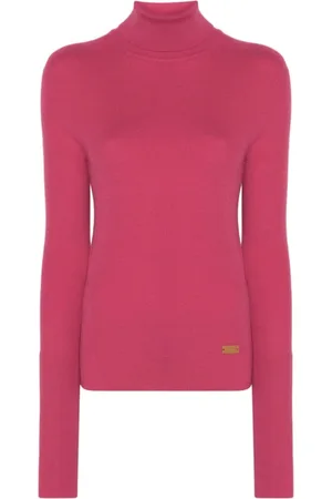Balmain Stickade tröjor & koftor, Dam, L, Fuchsia Jersey Sweater