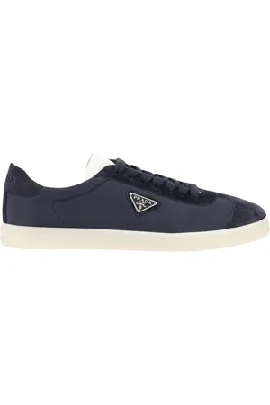 Prada Skor, Herr, 40 EU, Nylon, Blå Brogue Låga Sneakers