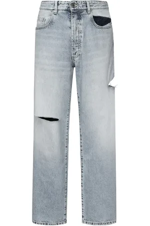 Icon Denim Jeans, Herr, W31, Denim, Blå Denim Jeans med Cut-out Detaljer