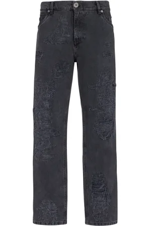 Balmain Jeans, Herr, W30, Bomull, Straight Distressed Repaired Jeans