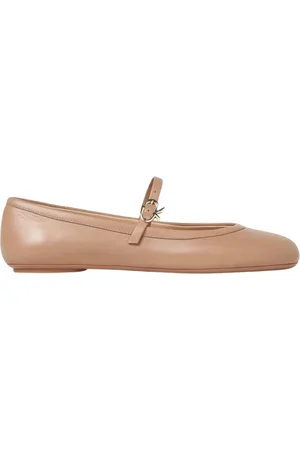 Gianvito Rossi Skor, Dam, 40 EU, Läder, Rosa Läder Ballerina Flats med Spänne