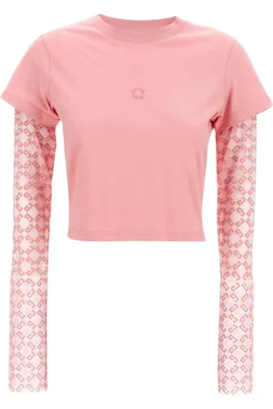 Givenchy Topp, Dam, S, Bomull, Rosa Genomskinliga Ärmar Geometrisk Topp