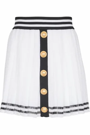 Balmain Kjol, Dam, M, Veckad monogramstickad kjol