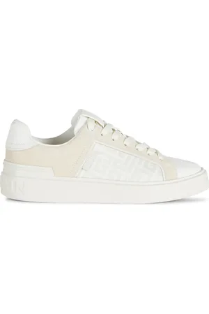 Balmain Skor, Dam, 37 EU, Läder, B-Court monogram nylon och läder sneakers