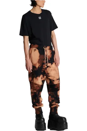 Balmain Byxor, Herr, S, Bomull, Bomullsjoggingbyxor med bränd tryck