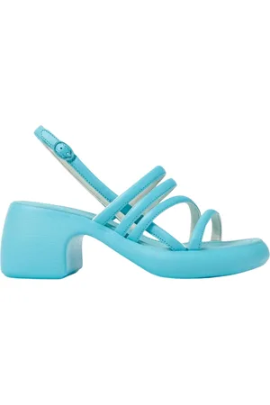 Camper Skor, Dam, 40 EU, Läder, Chunky Heel Blå Platta Sandaler