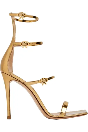 Gianvito Rossi Skor, Dam, 38 1/2 EU, Läder, Lyxiga Metall Sandaler Tillverkade i Italien