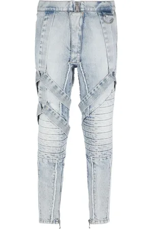 Balmain Jeans, Herr, W31, Bomull, Cotton Slim-Fit Jeans med Remmar