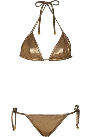 Balmain Badkläder, Dam, M, Läder, Röd Triangel Bikini Badkläder