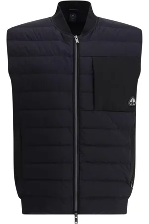 Moose Knuckles Jacka, Herr, XL, Nylon, Räfflad Krage Dunväst med Dubbel Dragkedja
