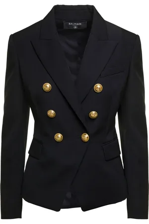 Balmain Jacka, Dam, M, Svart dubbelknäppt ulljacka