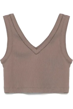 Brunello Cucinelli Topp, Dam, M, Bomull, Choklad V-Top Bomullsblandning