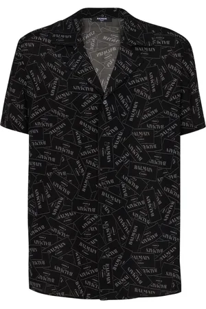 Balmain Skjorta, Herr, L, Pyjamaskjorta med heltäckande etiketttryck