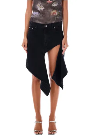 Y / PROJECT Kjol, Dam, M, Denim, Svart Denim Cut Out Mini Kjol