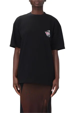 Vision Of Super Topp, Dam, S, Bomull, Svart Logo Tee för Kvinnor