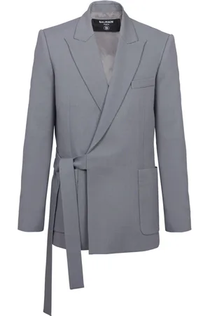 Balmain Jacka, Herr, M, Bältad asymmetrisk jacka i dubbel kräpp