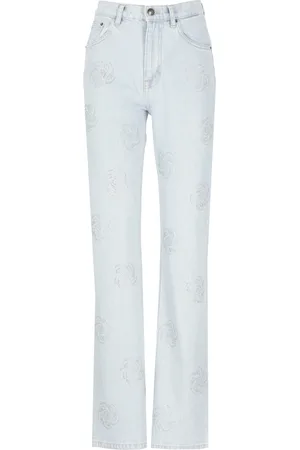ROTATE Jeans, Dam, W27, Bomull, Ljusblå Bomullsjeans med Strass-detaljer