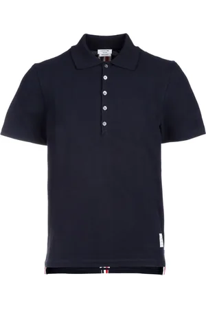 Thom Browne Topp, Herr, M, Bomull, Randig Pikétröja i Petrolblå