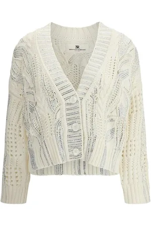 ERMANNO SCERVINO Stickade tröjor & koftor, Dam, M, Bomull, Kristallprydd stickad kofta