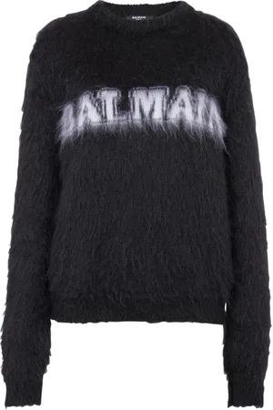 Balmain Stickade tröjor & koftor, Dam, S, Jacquardborstad mohairtröja