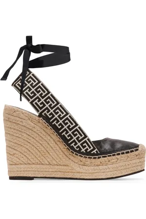 Balmain Skor, Dam, 37 EU, Läder, Alex monogram jacquard och läder espadriller