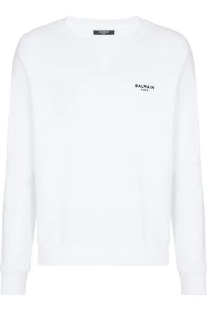 Balmain Sweatshirts & Hoodies, Herr, S, Bomull, Paris flocked sweatshirt