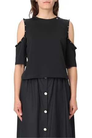 Liu Jo Blusar & Skjortor , Dam, XS, Bomull, Vit Beaded Detail Top