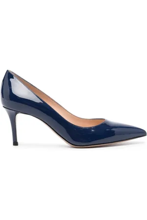 Gianvito Rossi Skor, Dam, 39 EU, Läder, Navy Patent Pumps