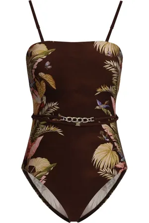 ZIMMERMANN Badkläder, Dam, M, Blommig Bandeau Baddräkt med Kedja Bälte