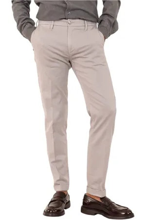 RE-HASH Byxor, Herr, W32, Bomull, Slim Fit Grå Chinos