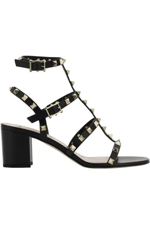 VALENTINO GARAVANI Skor, Dam, 37 1/2 EU, Läder, Studsbesatta Chunky Heel Lädersandaler