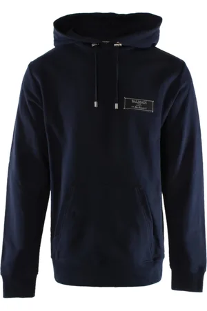 Balmain Sweatshirts & Hoodies, Herr, L, Bomull, Blå Bomullsweater för Herrar