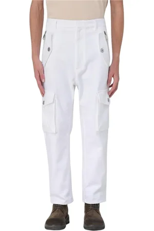 Balmain Byxor, Herr, M, Bomull, Vita Cargo Byxor med Fickor