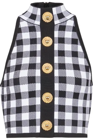 Balmain Topp, Dam, 2Xs, Linne, Fin ginghamstickad linne