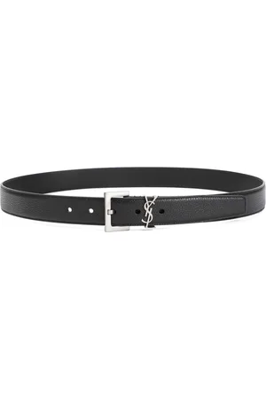 Saint Laurent Accessoarer, Herr, 105 CM, Läder, Svart Läderbälte med Silver Spänne