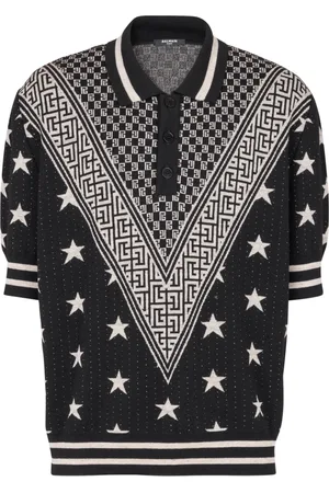 Balmain Topp, Herr, S, Linne, Monogramstjärnor polo shirt