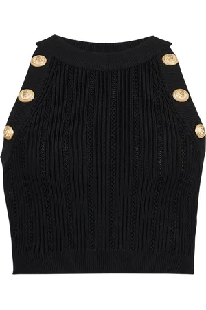 Balmain Topp, Dam, M, Polyester, Stickad crop top
