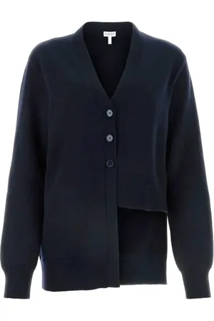Loewe Stickade tröjor & koftor, Dam, M, Blå Asymmetrisk Cashmere Cardigan