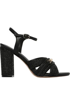 Twin-Set Skor, Dam, 38 EU, Läder, Eleganta svarta klack sandaler