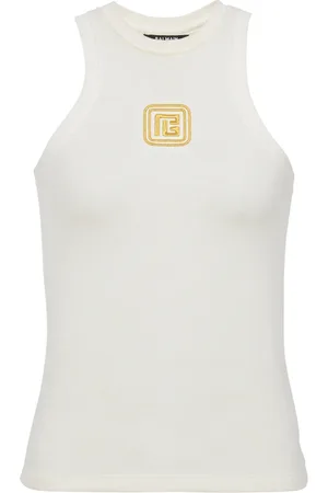 Balmain Topp, Dam, XS, Linne, Linne med Retro PB brodyr