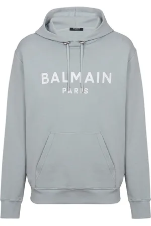Balmain Sweatshirts & Hoodies, Herr, S, Bomull, Printed Pari Hoodie