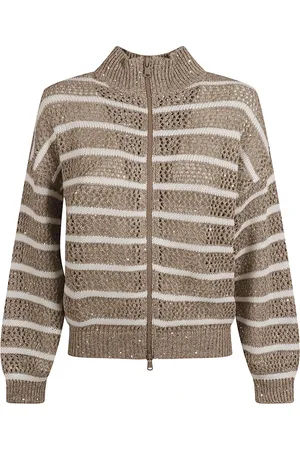 Brunello Cucinelli Stickade tröjor & koftor, Dam, XS, Nylon, Elegant Cardigan Sweaters