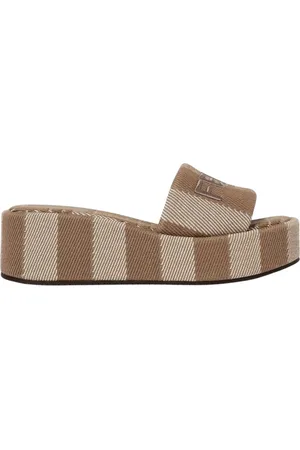 Fendi Skor, Dam, 36 1/2 EU, Randig Plattform Sandaler