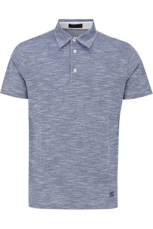 corneliani Topp, Herr, M, Bomull, Blå Melange Polo Kortärmad Bomull